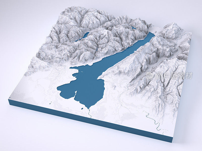 Lago Di Garda 3D模型地形图白色